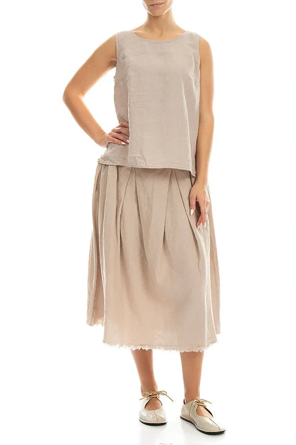 Ärmelloses Leinen-Top in Beige