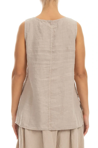 Ärmelloses Leinen-Top in Beige
