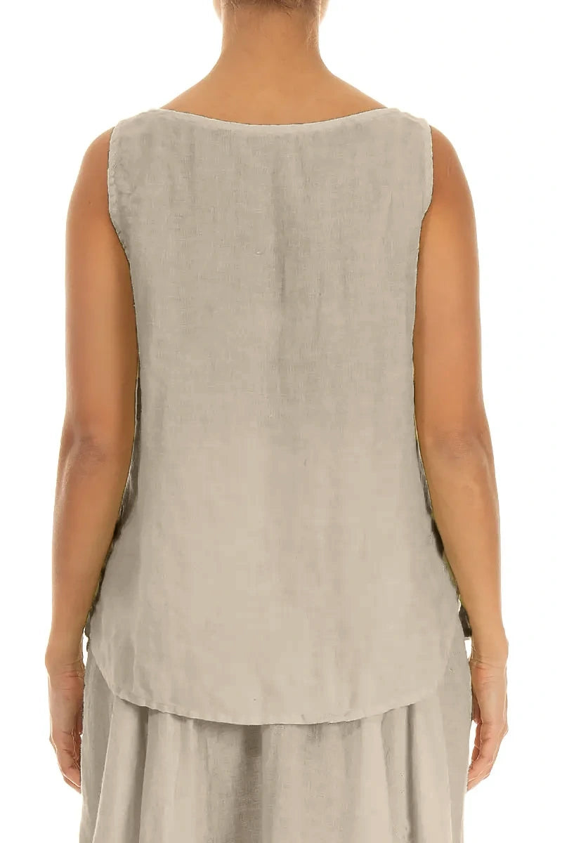 Sleeveless Beige Linen Top