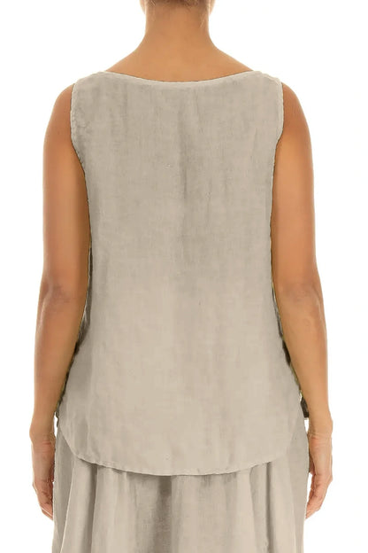Sleeveless Beige Linen Top