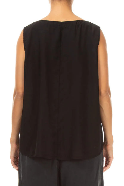 Sleeveless Black Silk Bamboo Top 2