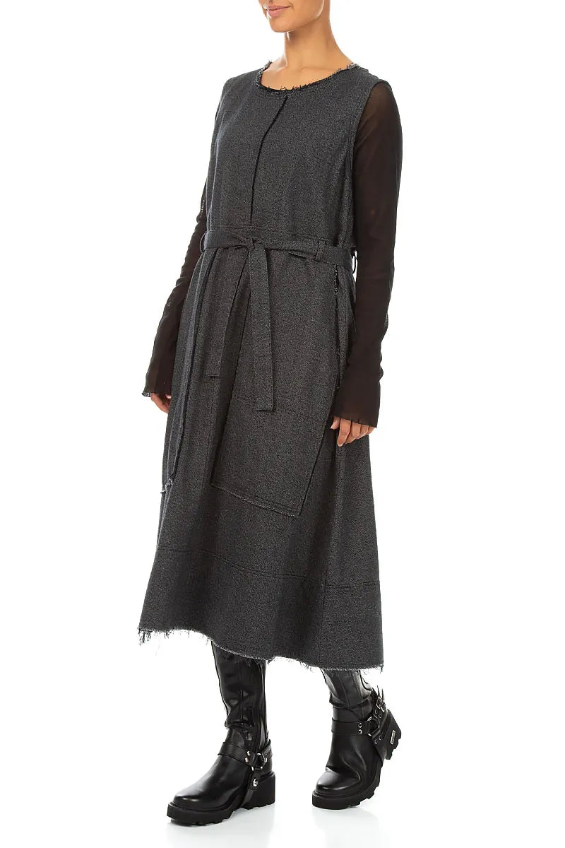 Sleeveless Charcoal Wool Dress 4