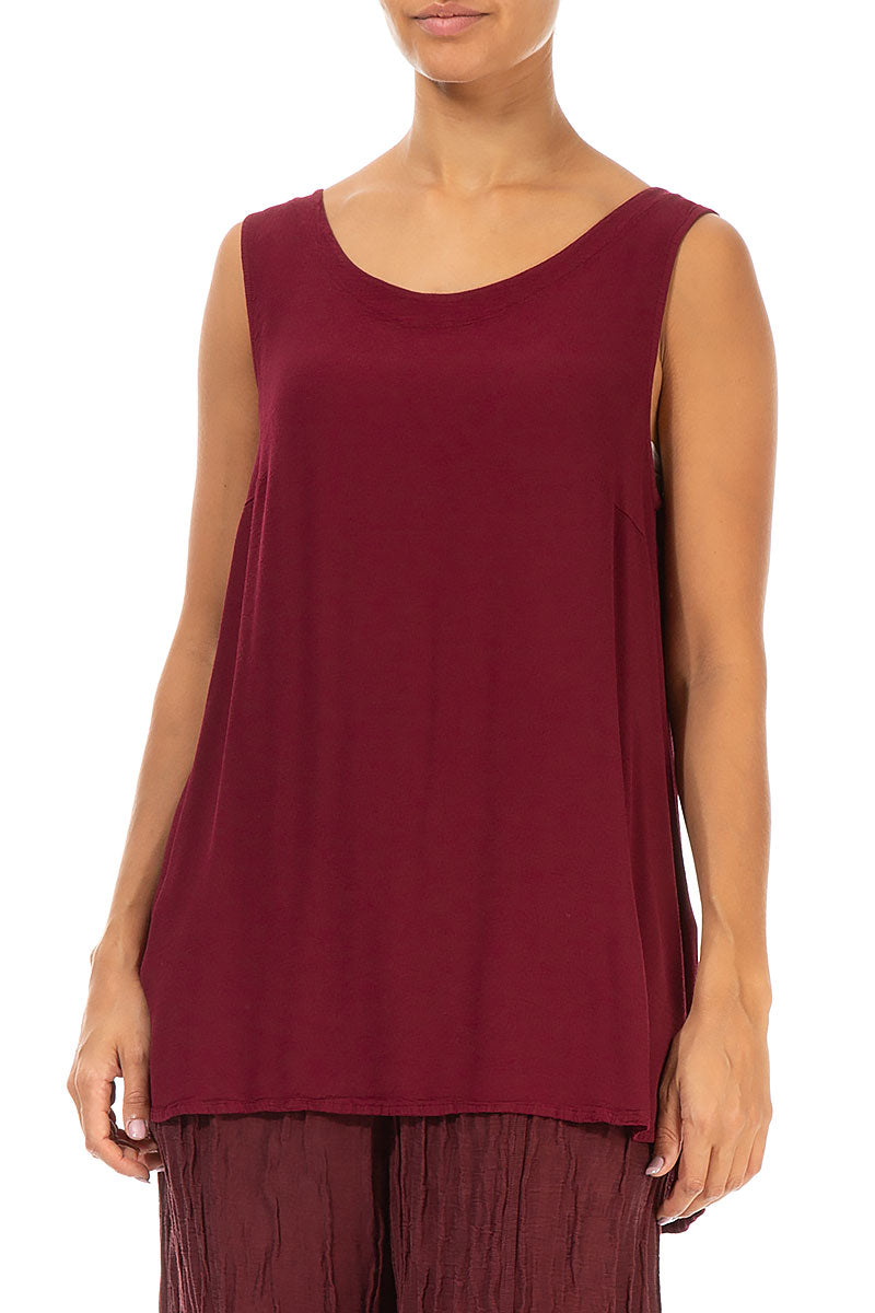 Sleeveless Claret Viscose Top 3