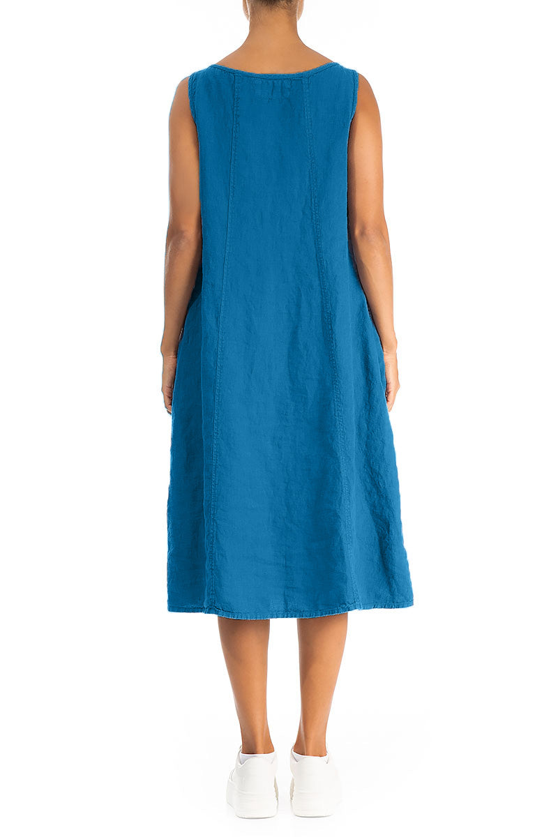 Sleeveless Cobalt Blue Linen Dress