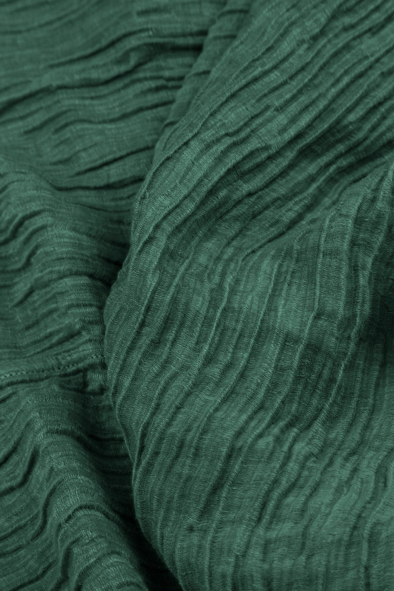 Sleeveless Cowl Neck Crinkled Sage Silk Dress