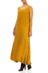 Sleeveless Crinkled Amber Silk Dress 3