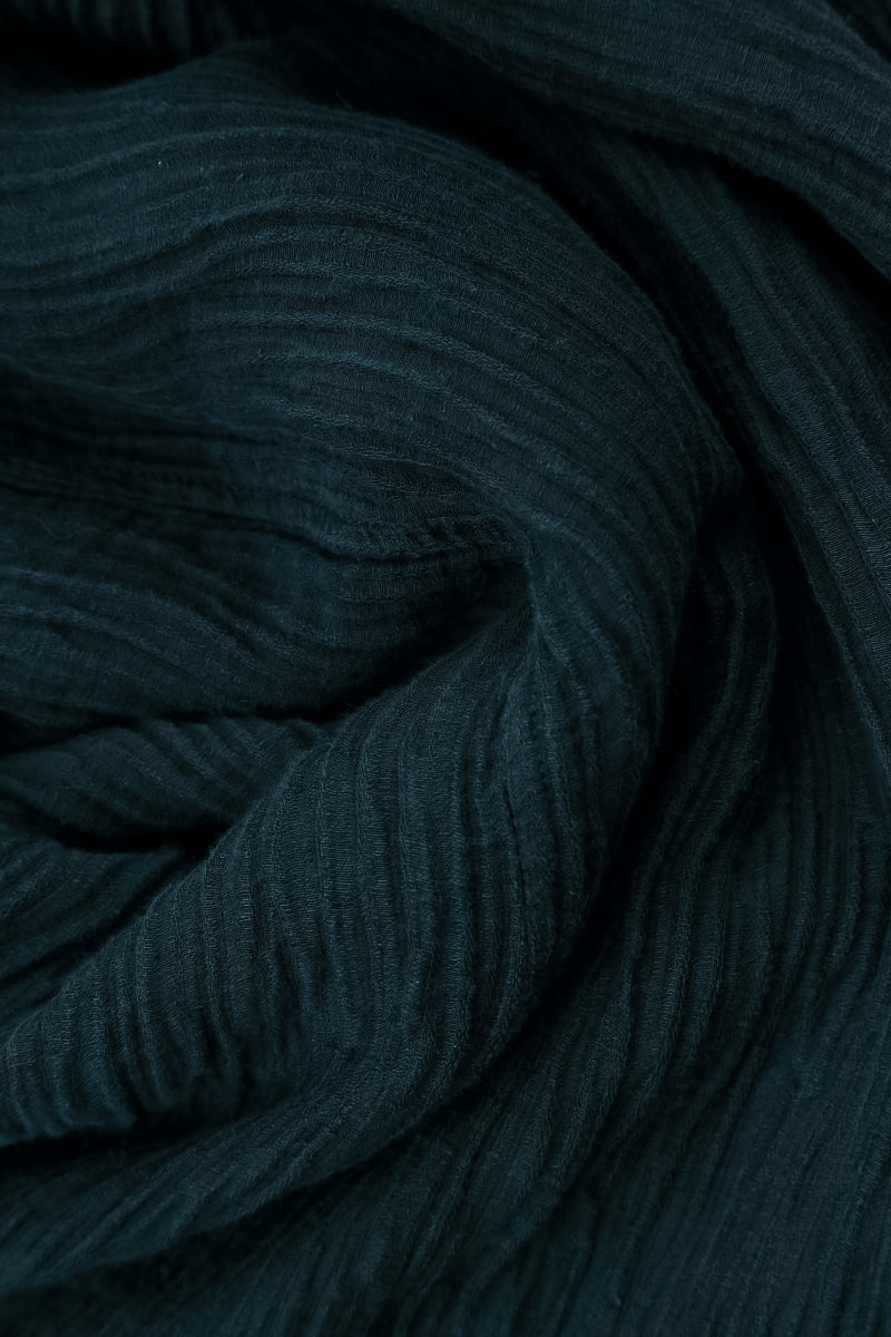 Sleeveless Crinkled Navy Silk Tunic 5