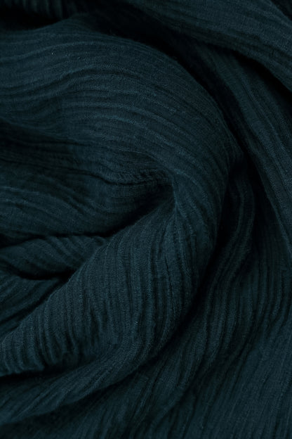 Sleeveless Crinkled Navy Silk Tunic 5