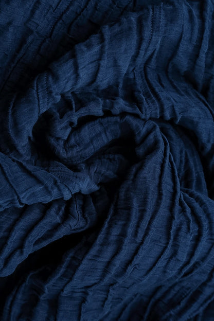 Sleeveless Crinkled Royal Blue Silk Linen Tunic