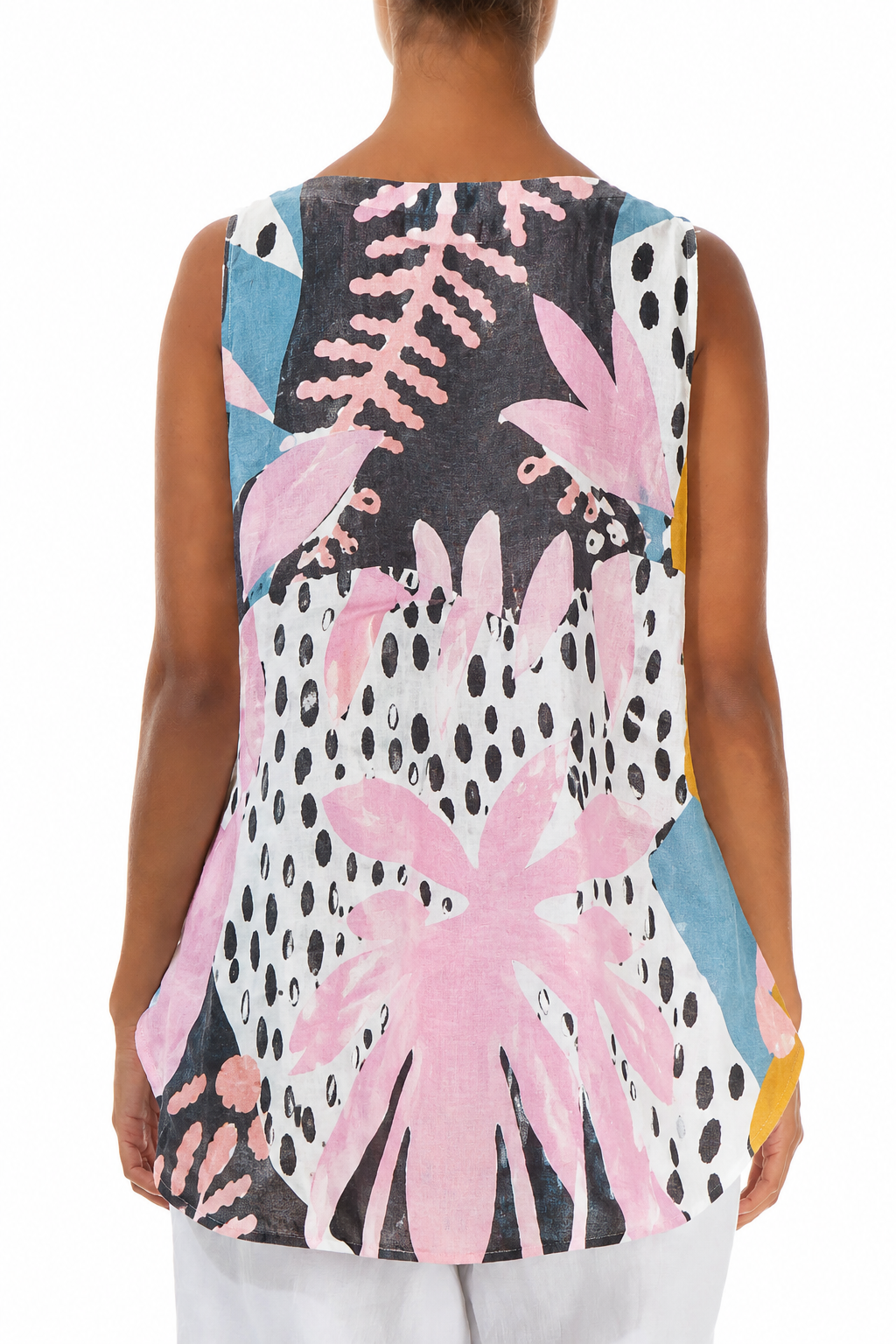 Sleeveless Desert Bloom Linen Top