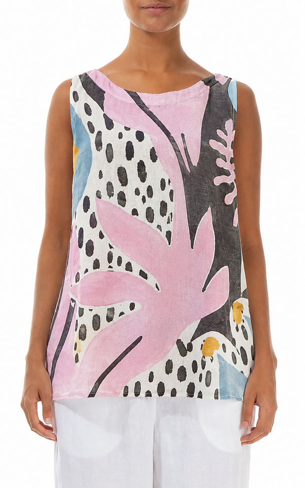 Sleeveless Desert Bloom Linen Top