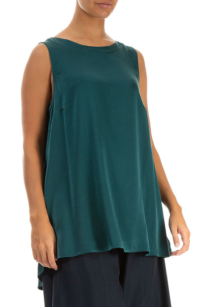 Sleeveless Emerald Silk Top