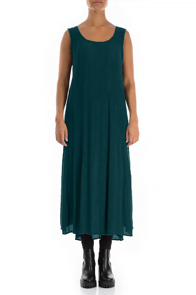 Sleeveless Emerald Silk Viscose Dress