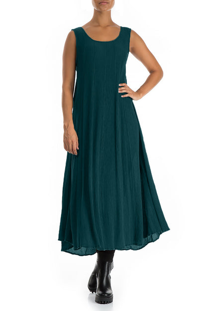 Sleeveless Emerald Silk Viscose Dress