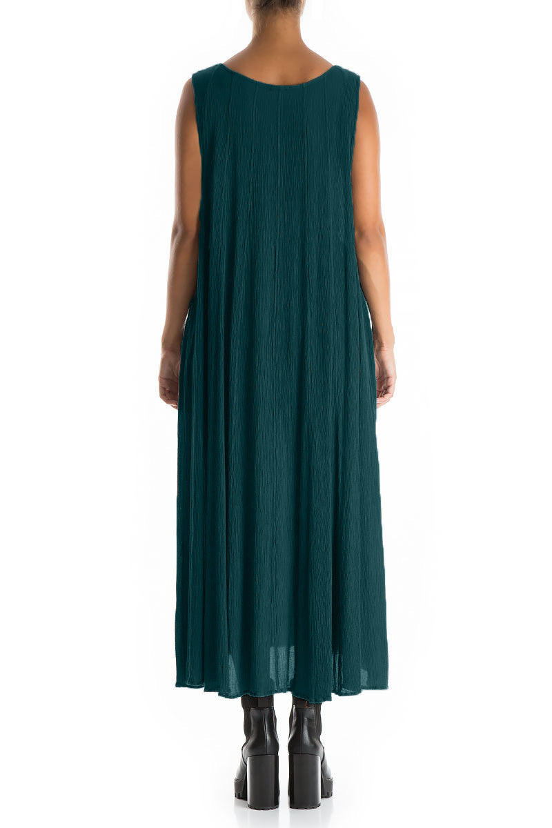 Sleeveless Emerald Silk Viscose Dress