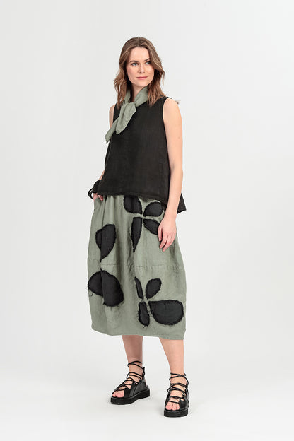 Sleeveless Flared Black Linen Top 6
