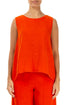 Sleeveless Flared Flame Orange Linen Top 1