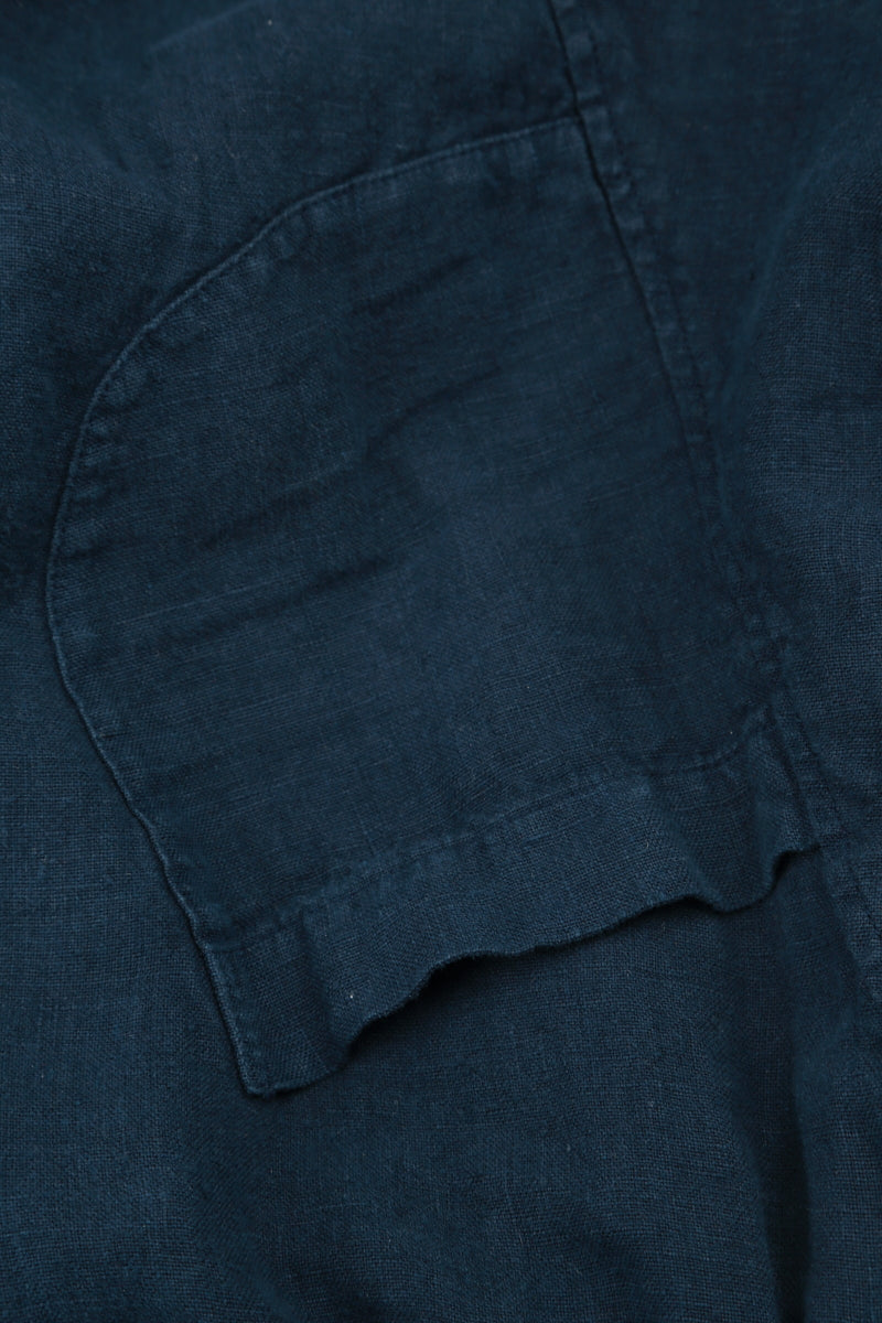 Sleeveless Flared Navy Linen Tunic 5