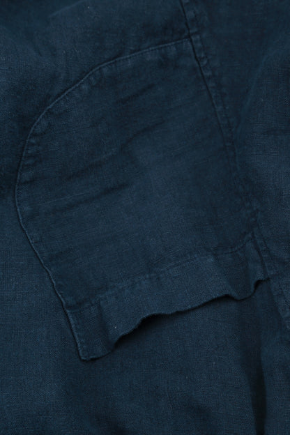 Sleeveless Flared Navy Linen Tunic 5