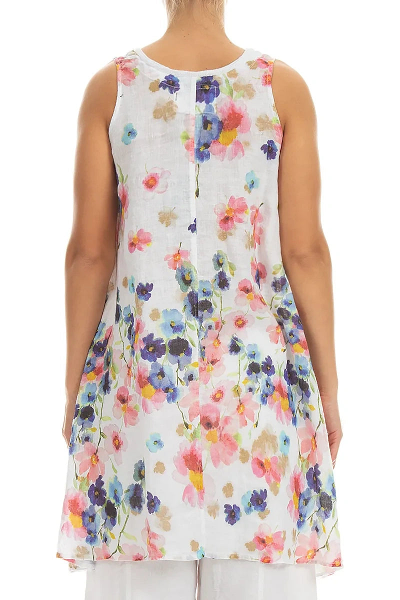 Sleeveless Flared Primrose Linen Tunic