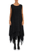 Sleeveless Flowy Black Textured Silk Dress 1