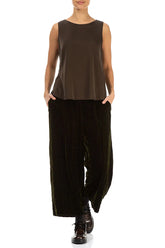 Sleeveless Forest Brown Silk Top 4