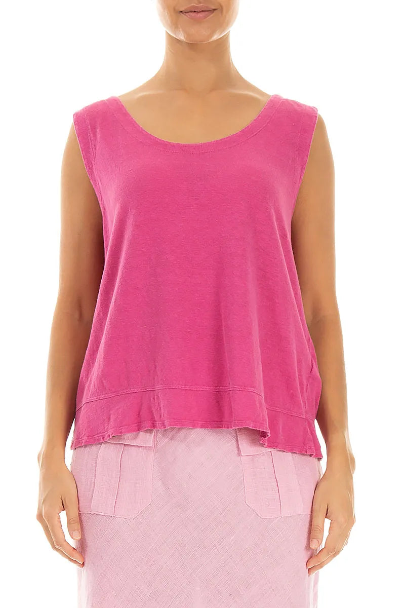 Débardeur en jersey de lin fuchsia