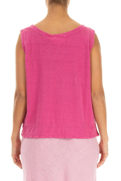 Sleeveless Fuchsia Linen Jersey Top