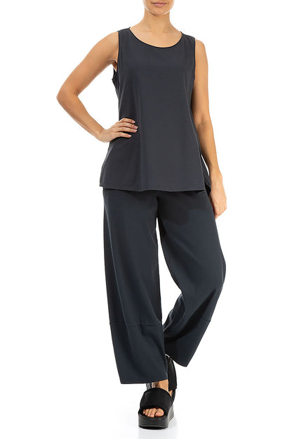 Sleeveless Graphite Cotton Top 4