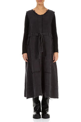 Sleeveless Graphite Heavy Linen Dress 2