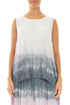Sleeveless Grey Blush Ombré Crumpled Pure Silk Blouse 1