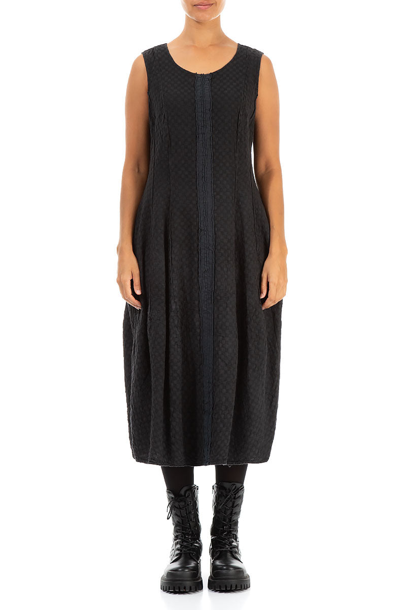 Sleeveless Grey Textured Linen Dress 1