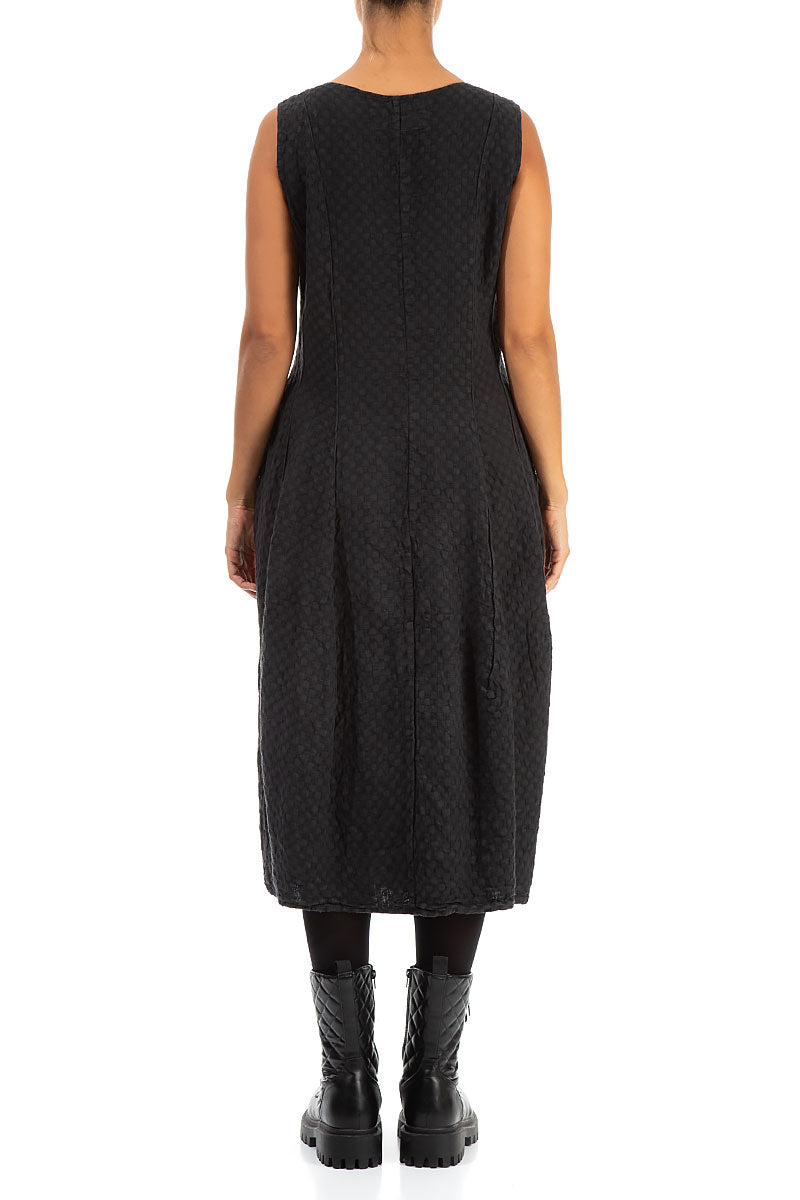 Sleeveless Grey Textured Linen Dress 2