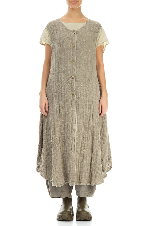 Sleeveless Laurel Green Handwoven Linen Vest 1