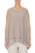 Sleeveless Layered Beige Textured Silk Blouse 1