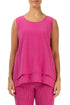 Sleeveless Layered Fuchsia Textured Silk Blouse 1