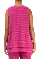 Sleeveless Layered Fuchsia Textured Silk Blouse 2
