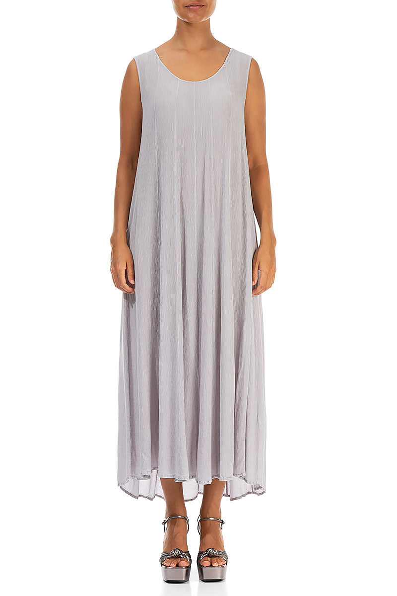 Sleeveless Lilac Grey Silk Viscose Dress