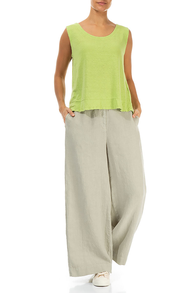 Sleeveless Lime Linen Jersey Top 4