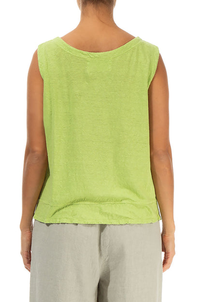 Sleeveless Lime Linen Jersey Top 2