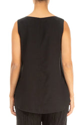 Sleeveless Longer Back Black Silk Bamboo Top 2