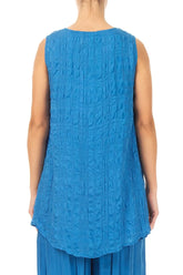 Sleeveless Longer Back Cobalt Blue Light Silk Blouse 2