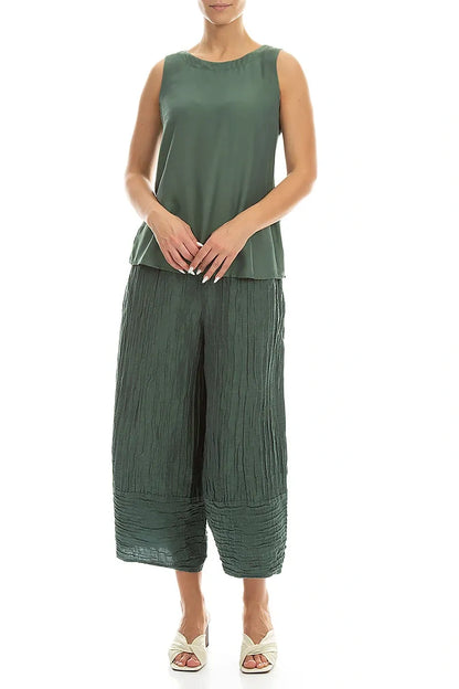Sleeveless Longer Back Sage Silk Bamboo Top