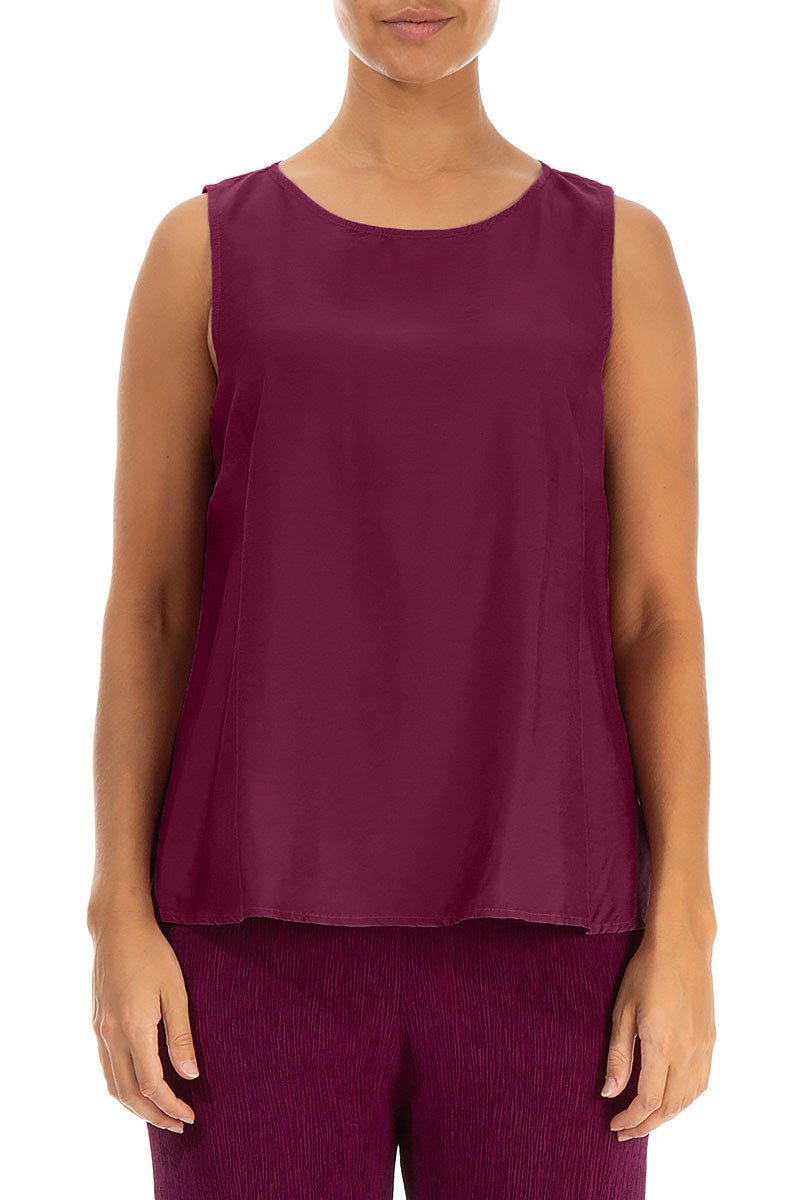 Sleeveless Magenta Silk Top