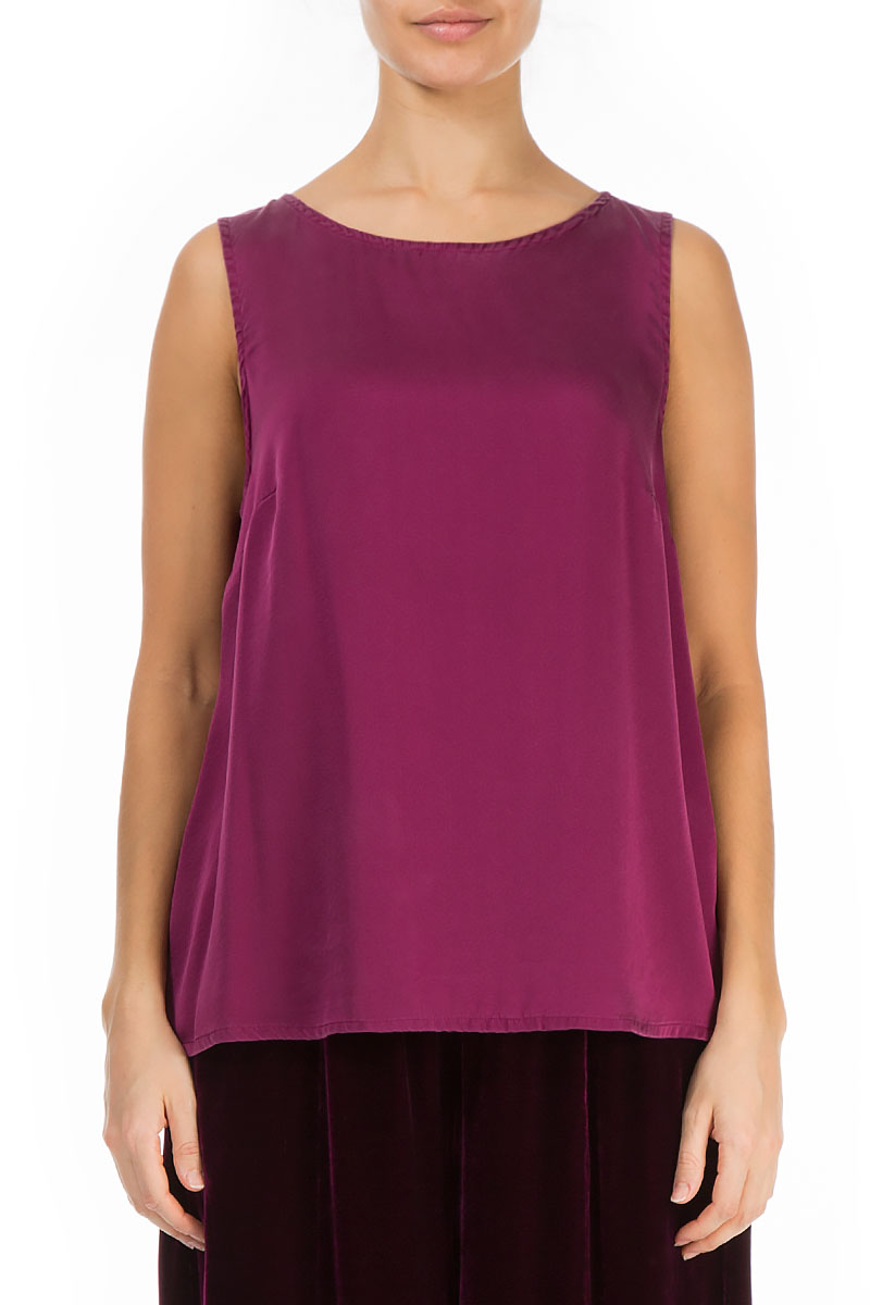 Sleeveless Magenta Silk Top