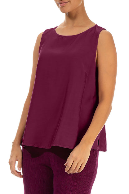 Sleeveless Magenta Silk Top