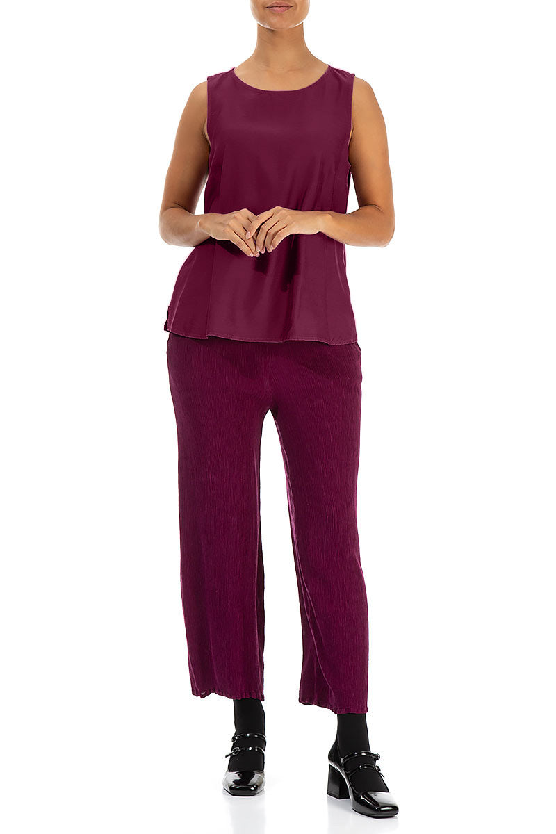 Sleeveless Magenta Silk Top