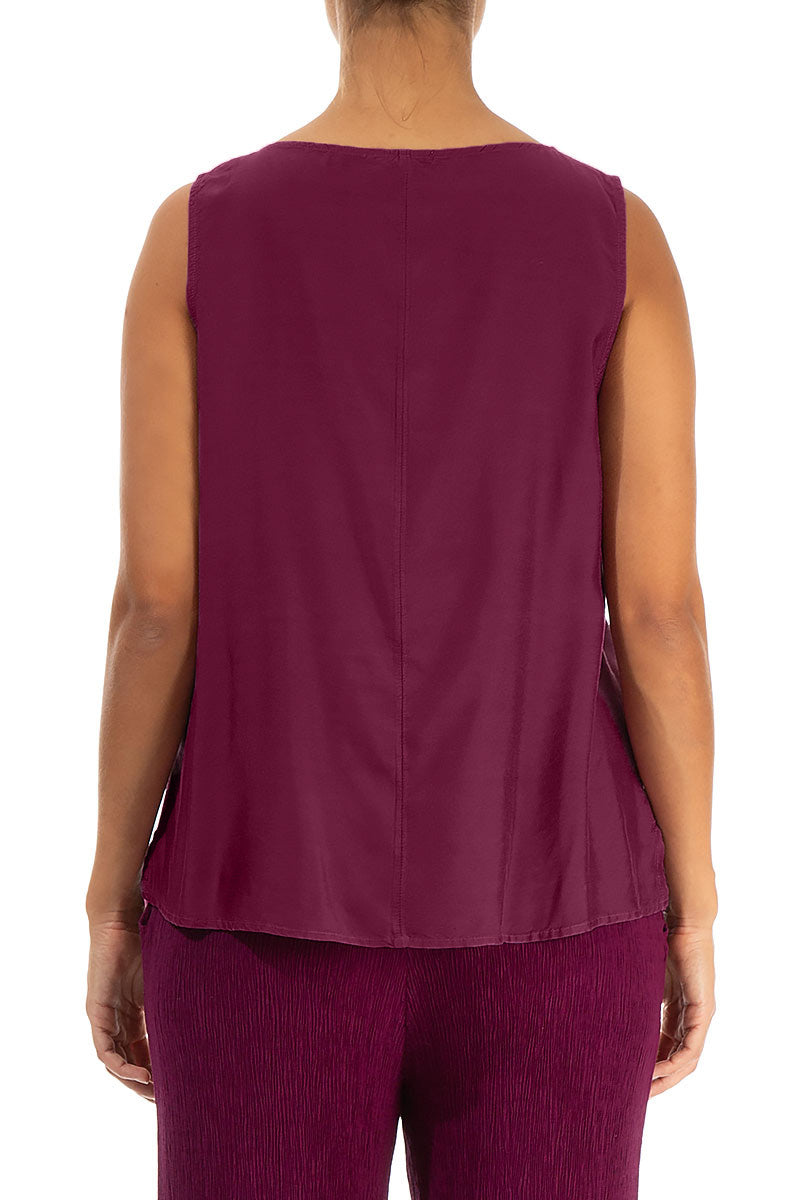 Sleeveless Magenta Silk Top