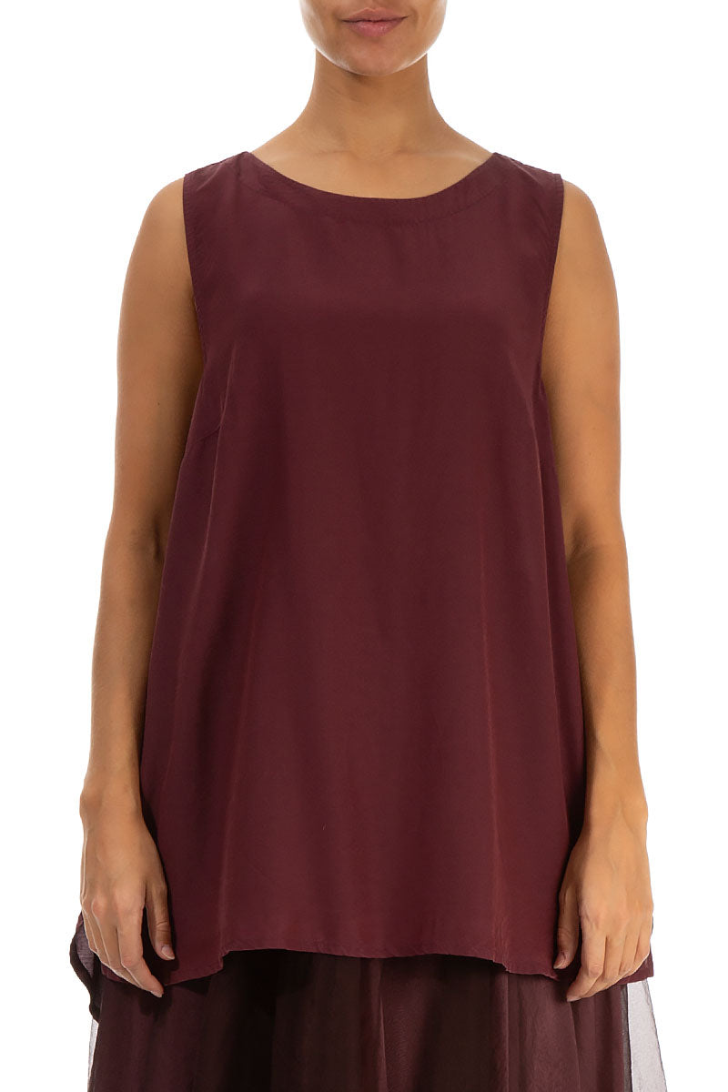 Sleeveless Merlot Silk Bamboo Top