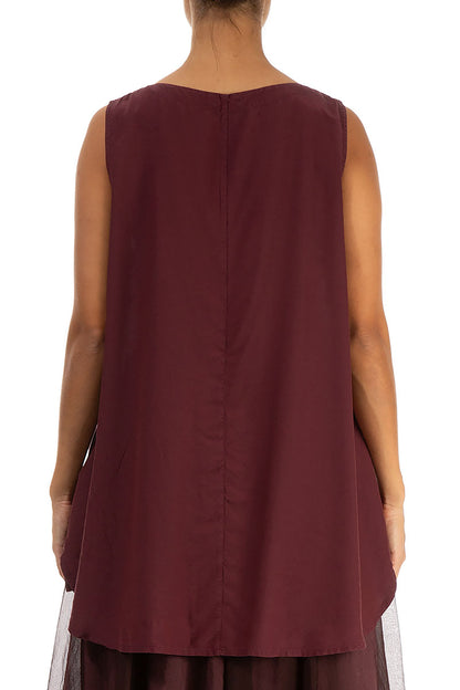 Sleeveless Merlot Silk Bamboo Top